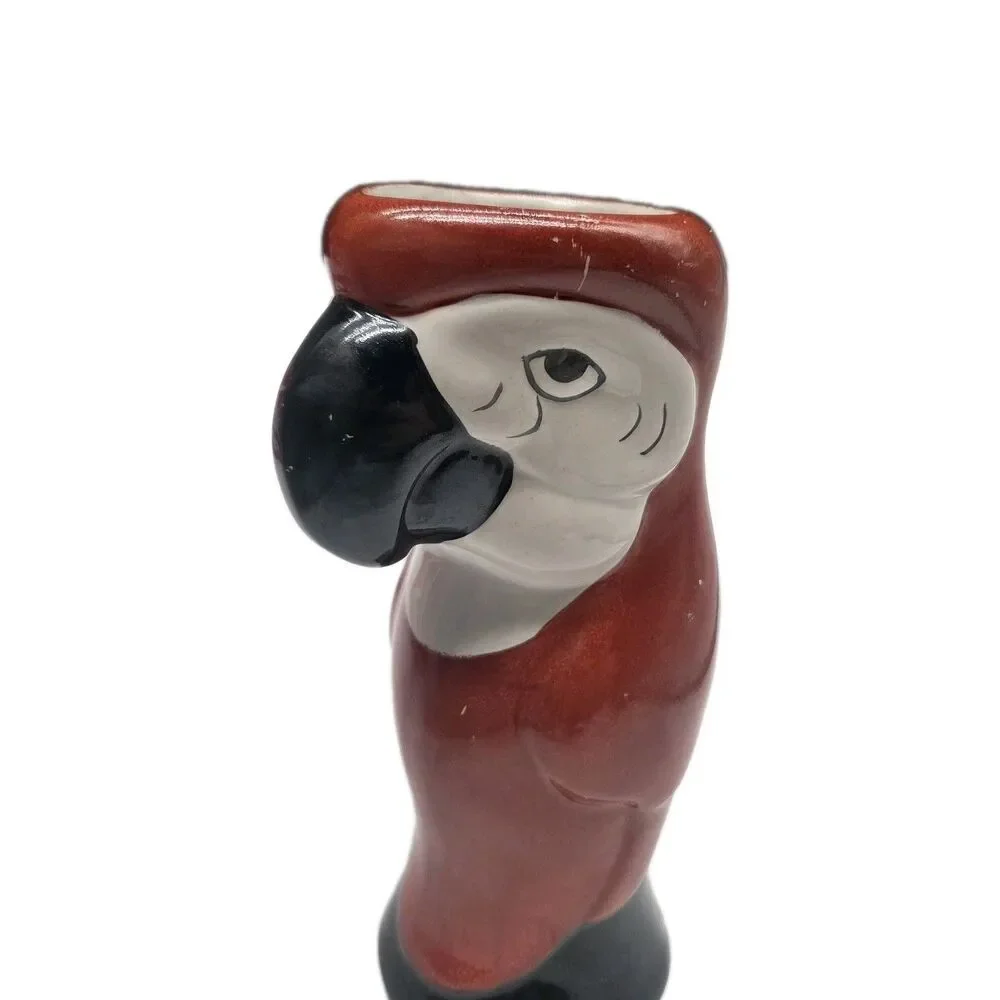 Vase Parrot Macaw Ceramic 8” Vintage Tiki Style Vase